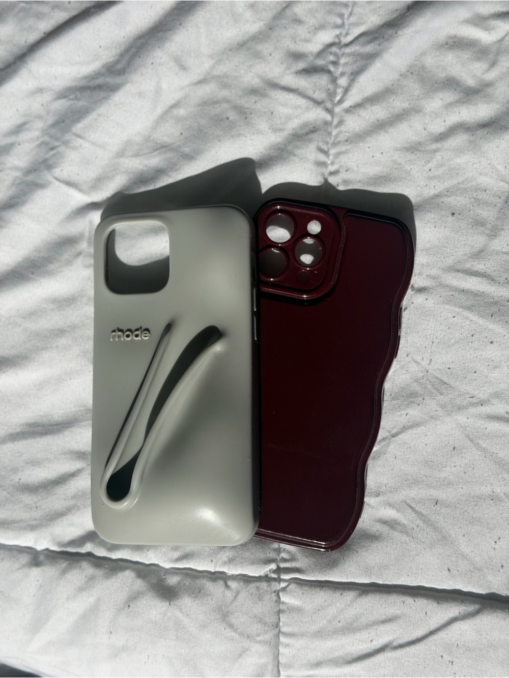 Silicone Phone Case with Strap - Light Gray